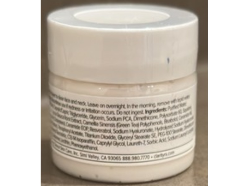 ClarityRx Daily Dose of Water Overnight Mask, Hyaluronic Acid, 0.5 oz/15 g