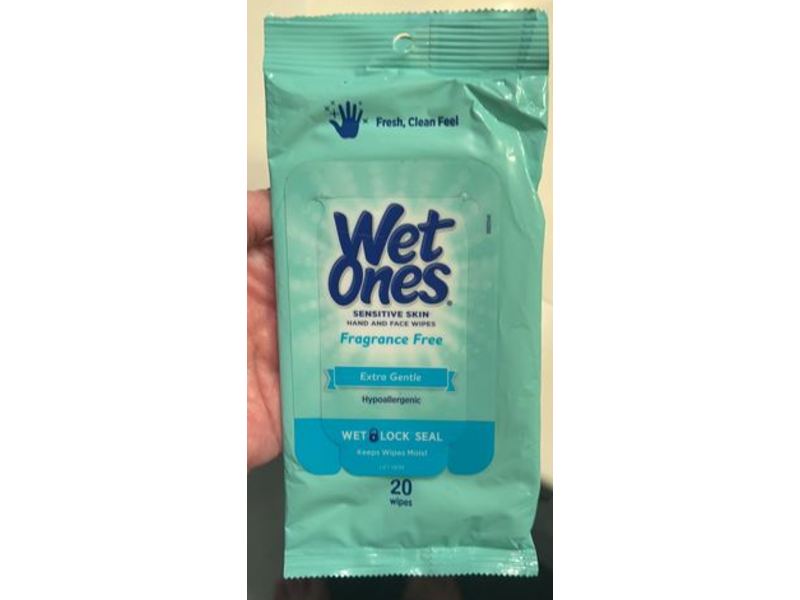 Wet Ones Sensitive Skin Hand Wipes, Extra Gental, 20 Counts, Pack Of 5