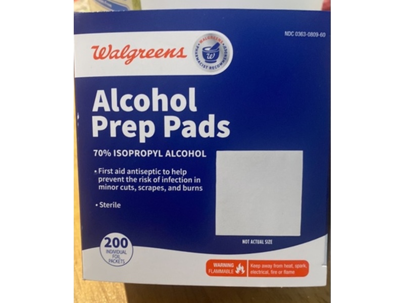 Walgreens Alcohol Prep Pads, 70% Isopropyl Alcohol, 200 Count