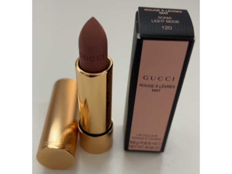 Gucci Mat Lip Color, 120 Sonia Light Beige, 0.12 oz/3.5 g