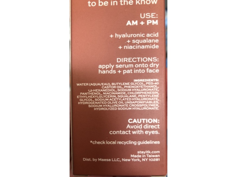 itk Serum, Hyaluronic Acid, 1 fl oz/30 mL