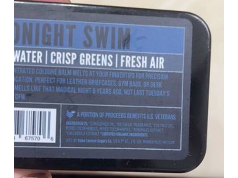 Duke Cannon Supply Co. Solid Cologne Concentrated Cologne Balm, Midnight Swim, Dark Water, 1.5 oz