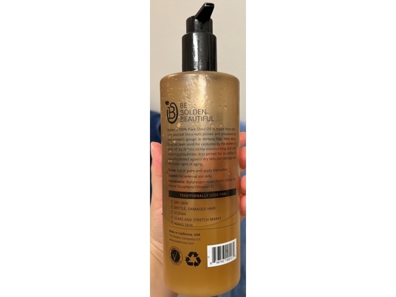 Bolden Shea Oil, Unparalleled Moisture & Radiance, Unscented, 16.9 fl oz/500 mL