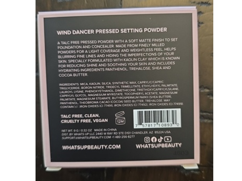 WhatsUp Beauty Pressed Setting Powder, Wind Dancer, Light, 0.32 oz/9 g