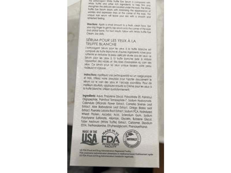 Truffoire White Truffle Eye Serum, 1 fl oz/30 mL