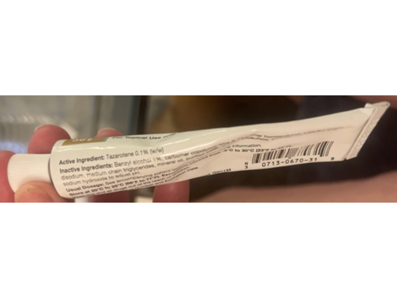Tazarotene Cream, 0.1%, 30 g Cosette Pharmaceuticals (RX)