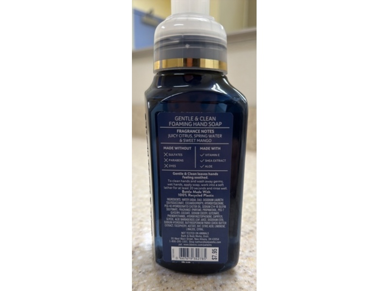 Bath & Body Works White Barn Gentle & Clean Foaming Hand Soap, Midnight Blue Citrus, 8.75 fl oz/259 mL