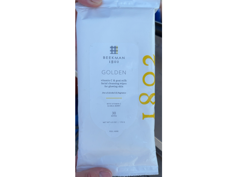 Beekman Golden Facial Cleansing Wipes, Vitamin C & Goat Milk, 6 oz/170 g