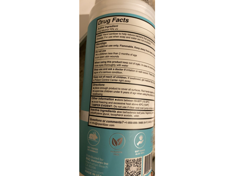 IQ Sanititize Hand Sanitizer, Fresh Scent, 33.81 fl oz/1000 mL