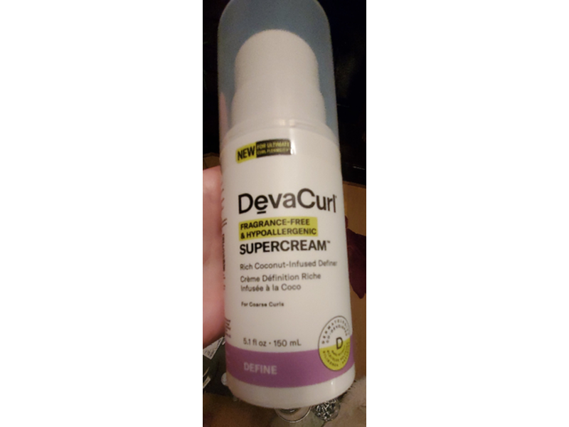 DevaCurl Fragrance-Free & Hypoallergenic Supercream Rich Coconut-Infused Definer, 5.1 fl oz/150 mL