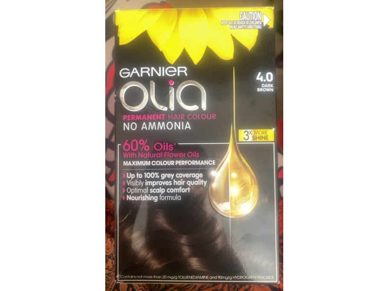 Garnier Olia Permanent Hair Colour Kit, 4.0 Dark Brown