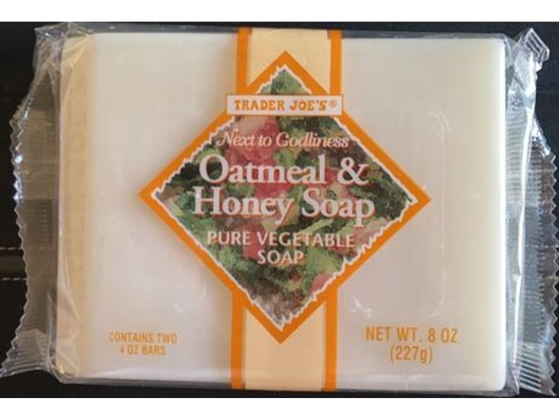 Trader Joe's Next To Godliness Pure Vegetable Soap, Oatmeal & Honey, 8 oz/227 g, Pack Of 2