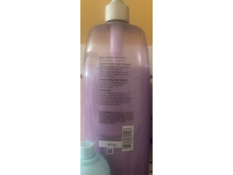 L'Oreal Paris Elvive Hyaluron Plump 72h Hydrating Conditioner, Hyaluronic Acid, 40 fl oz/1.18 L