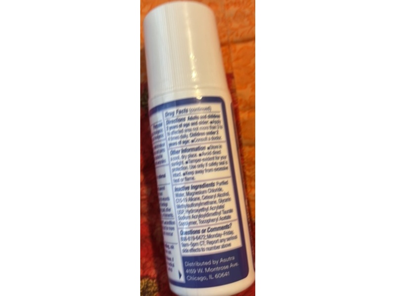 Asutra Recovery Roll-On Pain Relief Gel, Menthol + Camphor, 3.4 oz/96 g