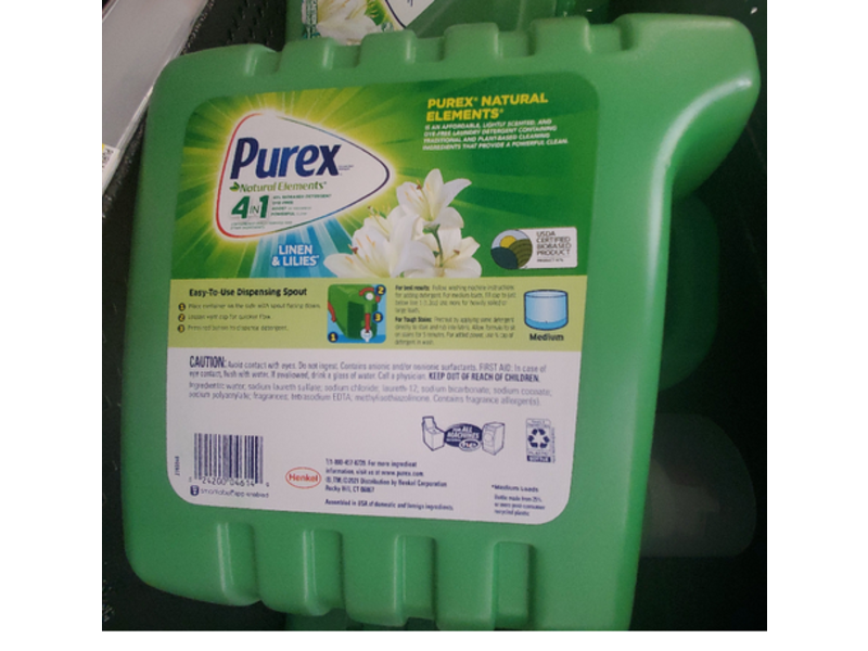 Purex Natural Elements Concentrated Detergent, Linen & Lilies, 240 Loads, 312 fl oz/9.22 L