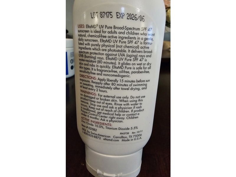 eltaMD Face & Body Physical Sunscreen, SPF 47, 4 oz/114 g