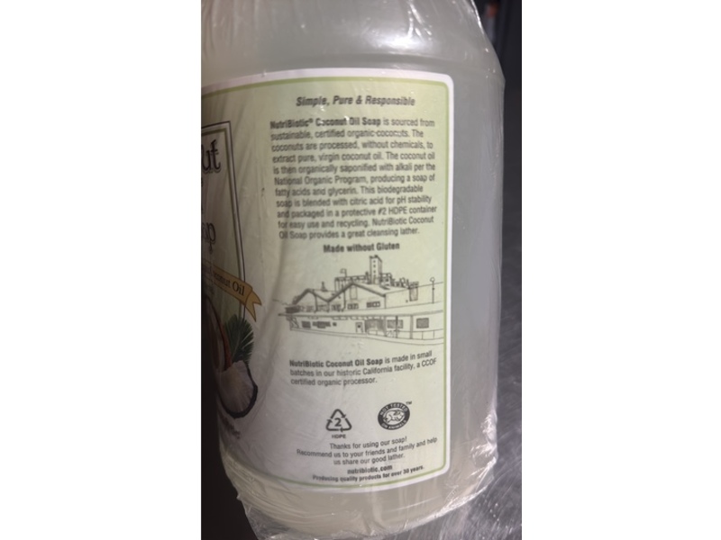 NutriBiotic Pure Coconut Oil Soap, Unscented, 3.79 L