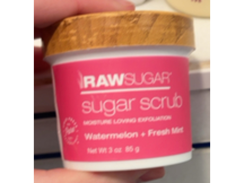 Rawsugar Sugar Scrub Moisturizer, Watermelon + Fresh Mint, 3 oz/85 g