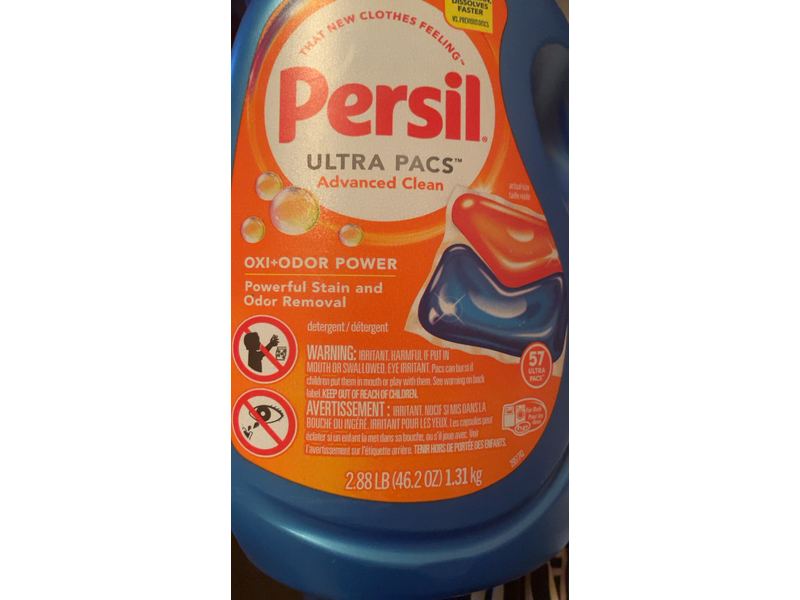 Persil Ultra Pacs Advanced Clean Oxi + Odor Power Laundry Detergent Pacs, 46.2 oz/1.31 kg, 57 Pacs