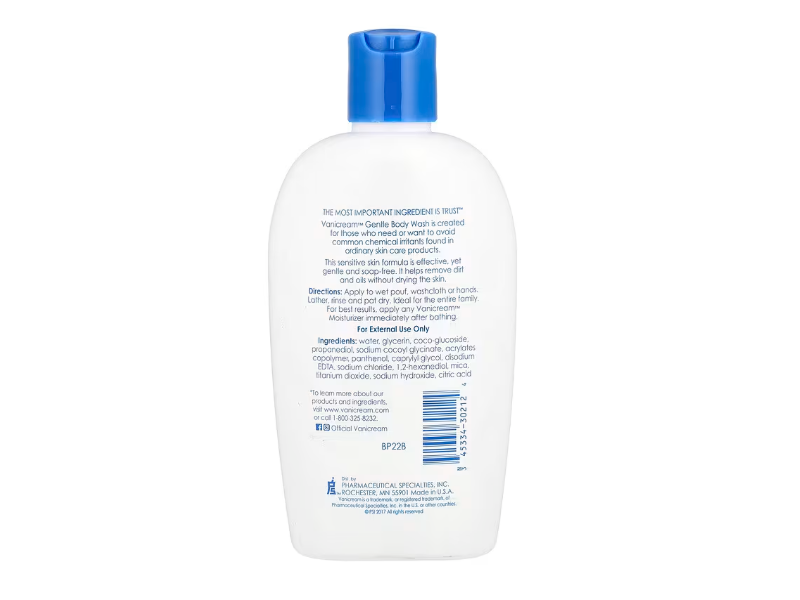 Vanicream Gentle Body Wash, 12 fl oz/355 mL