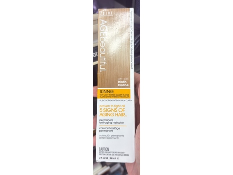 Zotos Professional Agebeautiful Permanent Anti Aging Haircolor, 10NNG Very Light Intense Golden Blonde, 2 fl oz/60 mL