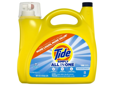 Tide Simply All In One Laundry Detergent, Refreshing Breeze, 138 Loads, 182 fl oz/5.38 L