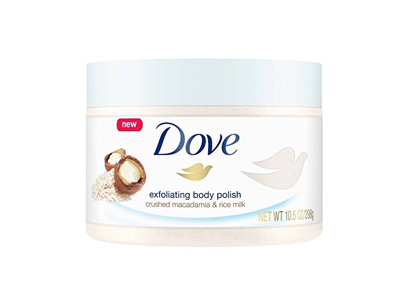 Dove Exfoliating Body Polish Body Scrub, Macadamia & Rice Milk, 10.5