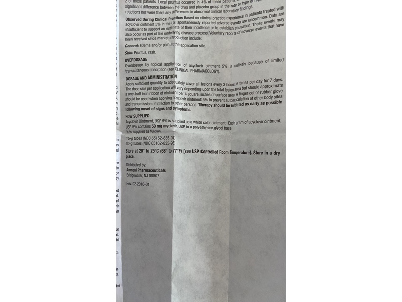 Acyclovir Ointment 5%, 15 g, Amneal (Rx)