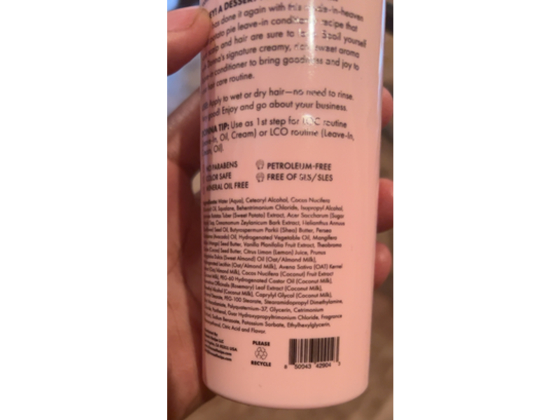 Donna's Recipe Extra Creamy Leave - In Conditioner, Sweet Potato Pie, 8 fl oz/240 mL