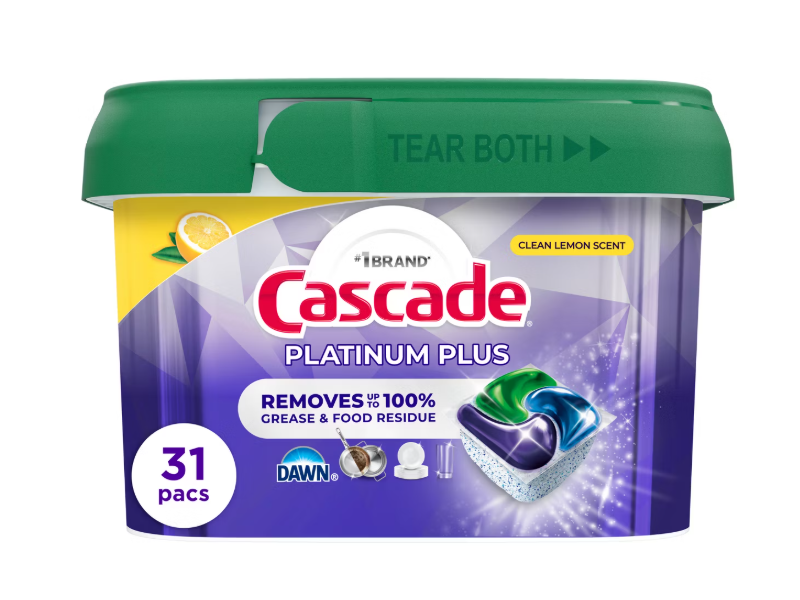 Cascade Platinum Plus Dishwasher Detergent Pods, Clean Lemon Scent, 31 Count