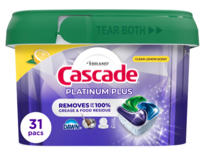 Cascade Platinum Plus Dishwasher Detergent Pods, Clean Lemon Scent, 31 Count - thumbnail 2