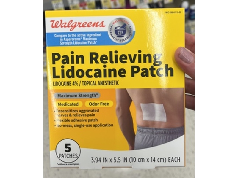 Walgreens Pain Relieving Lidocaine Patch, 5 Count