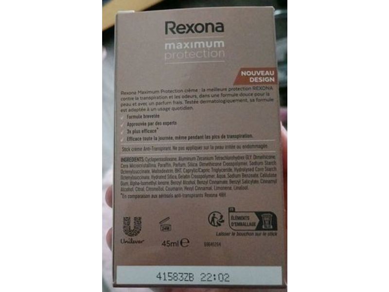 Rexona Maximum Protection Antiperspirant Cream, Clean Scent, 45 mL