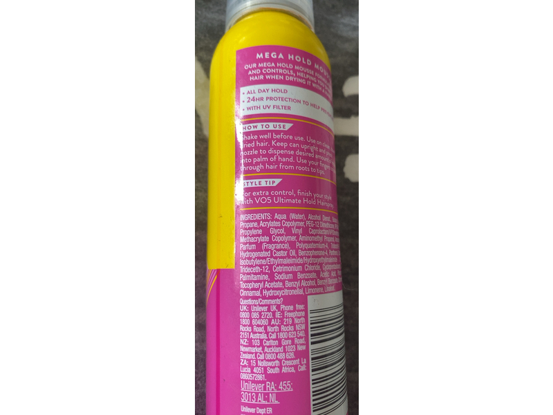 Vo5 Mega Hold Hair Mousse, 200 mL