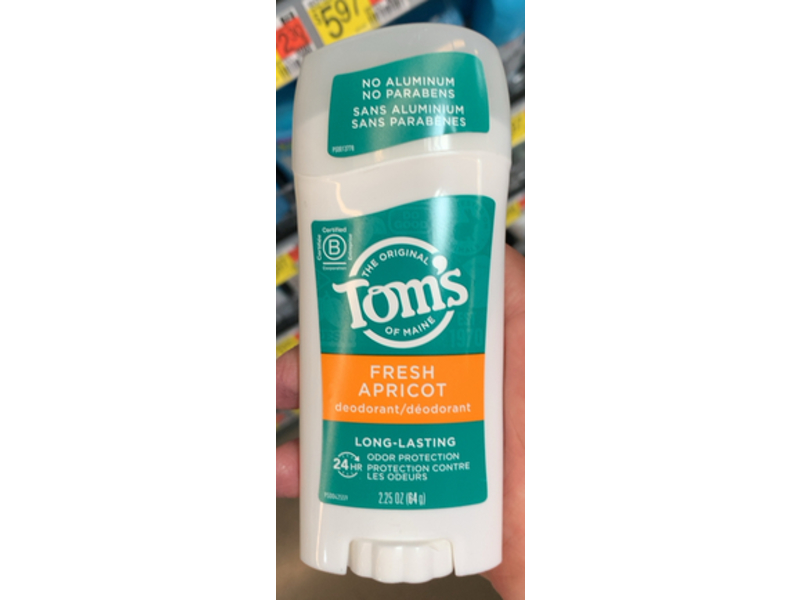 Tom's of Maine Natural Long-Lasting Deodorant, Fresh Apricot, 2.25 oz/64 g