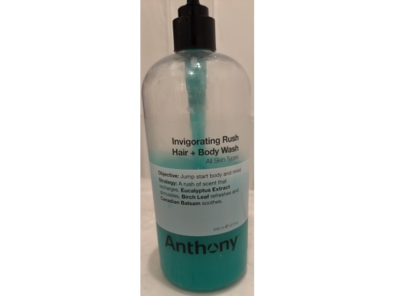 Anthony Invigorating Rush Hair + Body Wash, 32 fl oz/946 mL