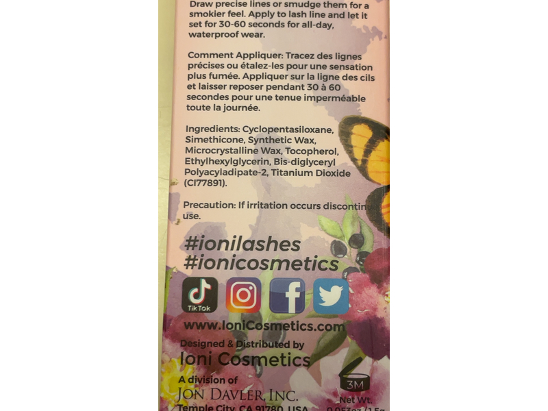 Ioni Pencil Eyeliner, Intense Black, 0.053 oz/15 g