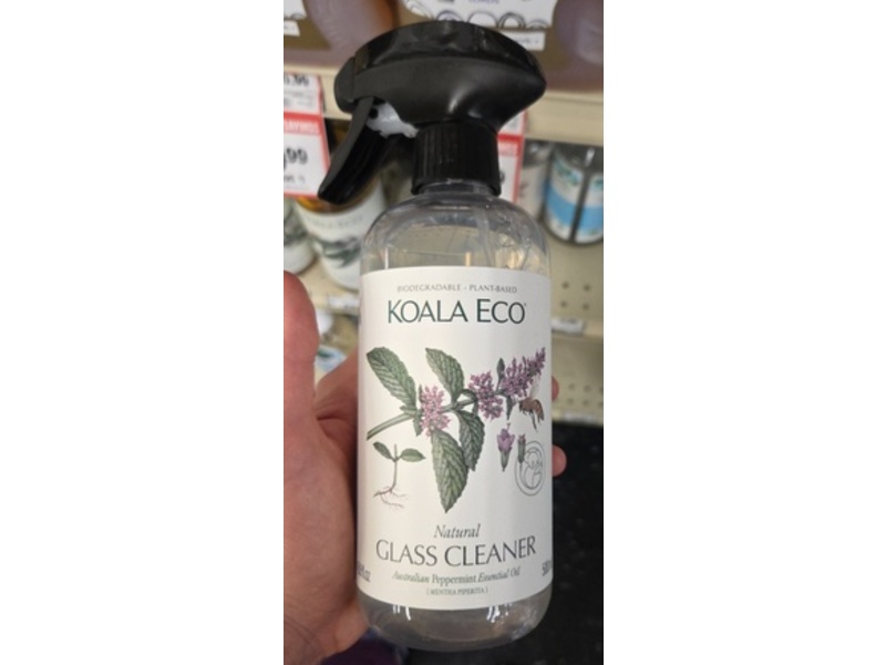 Koala Eco Natural Glass Cleaner, Peppermint Essential Oil, 16.9 fl oz/500 mL