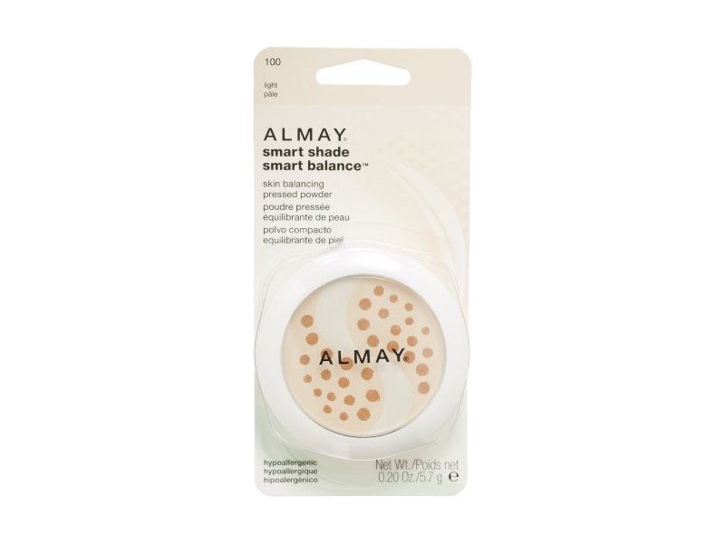 Almay Smart Shade Smart Balance Pressed Powder, 100 My Best Light, 0.2 oz/5.7 g