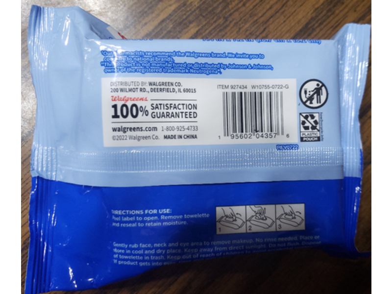 Walgreens Cleansing Makeup Remover Towelettes, 25 Count
