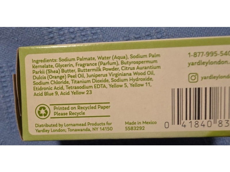 Yardley London Pure Serenity Botanical Bath Bar, Pistachio Cream, 4 oz/113 g