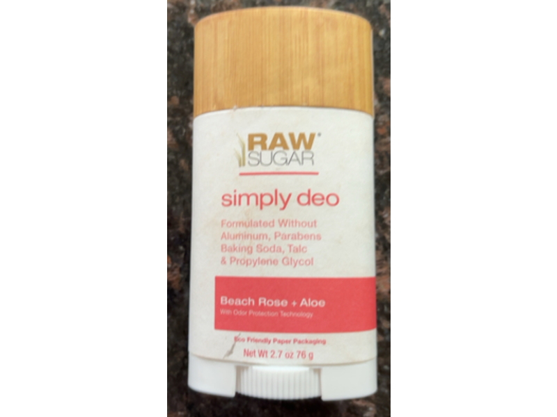 Raw Sugar Simply Deo, Beach Rose + Aloe, 2.7 oz/76 g, Pack Of 3