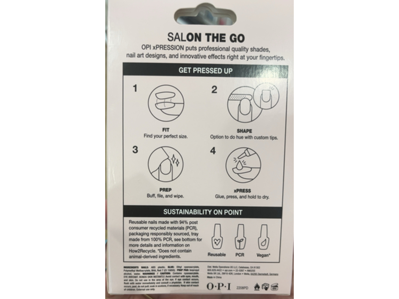 O.P.I xPress/On Press On Nails, French Press, 0.07 oz/2 g