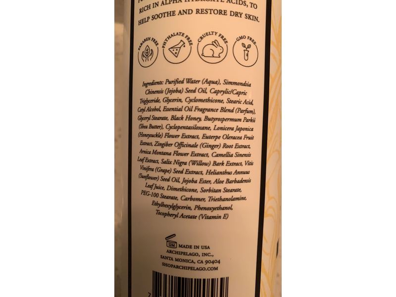 Archipelago Botanicals Lotion, Black Honey, 18 fl oz/512 mL