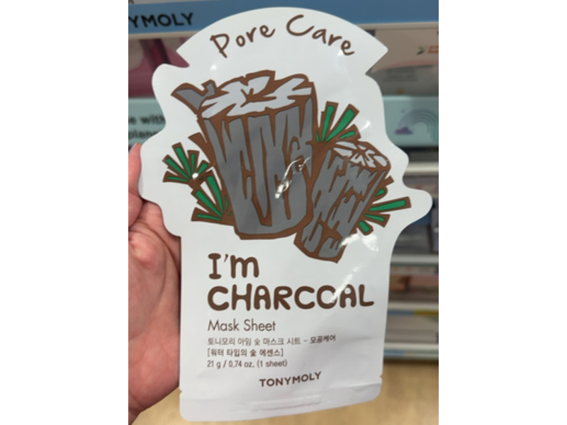 Tonymoly Pore Care Mask Sheet, I'm Real Charcoal, 0.74 oz/21 g