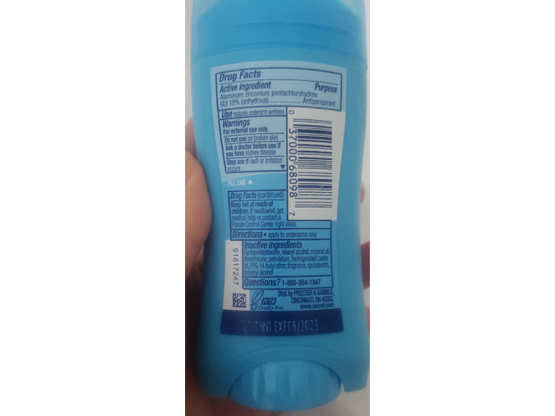 Secret 24 Hr Invisible Solid Antiperspirant Deodorant, Powder Fresh, 2.1 oz/59 g, Pack Of 5