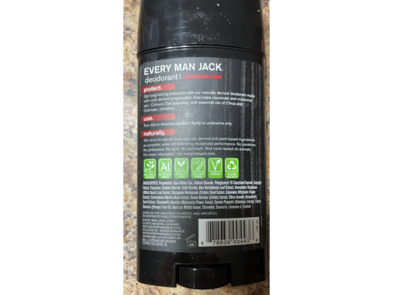 Every Man Jack Deodorant, Crimson Oak 2.7 oz/76.5 g