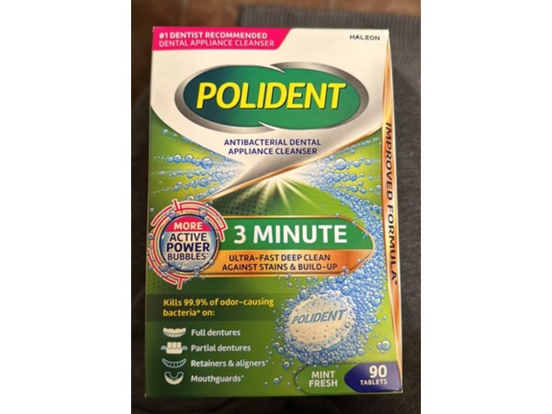 Polident Denture Cleanser Tablets, 90 Count, Pack Of 2