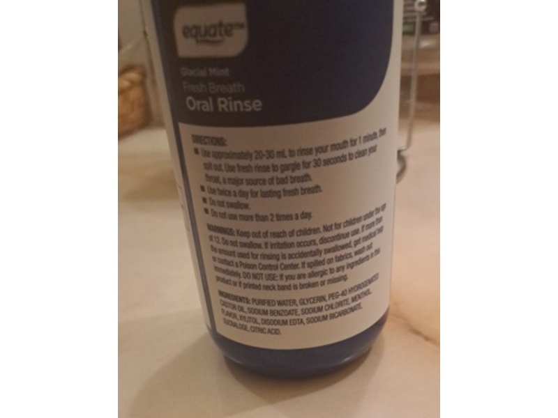 Equate Fresh Breath Oral Rinse, Glacial Mint, 16 fl oz/473 mL