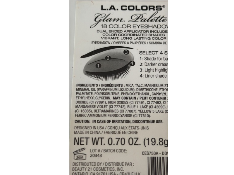 L.A. Colors 18 Color Eyeshadow Palette, Downtown Brown, 0.70 oz/19.8 g